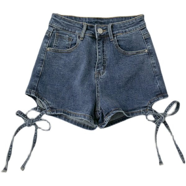 Džinsu šorti ar saitēm un kabatām