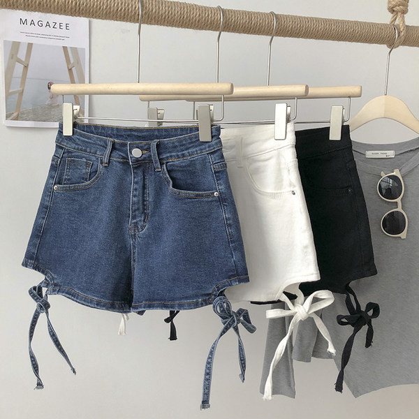 Džinsu šorti ar saitēm un kabatām