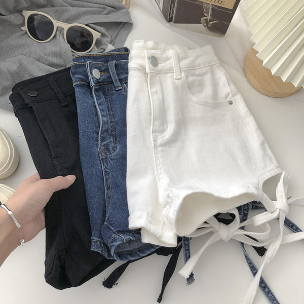 Džinsu šorti ar saitēm un kabatām