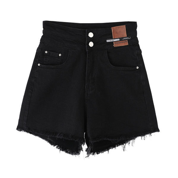 Ženske traper kratke hlače s poderanim motivima i visokim strukom