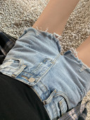 Model nou de pantaloni scurți casual cu talie înaltă din denim