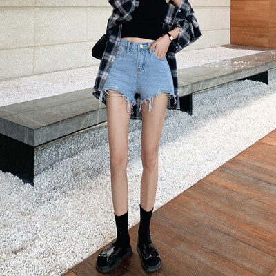 Model nou de pantaloni scurți casual cu talie înaltă din denim