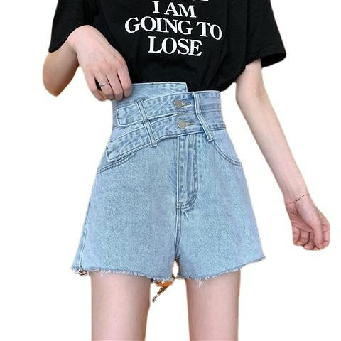 Sieviešu šorti ar augstu vidukli melnā un zilā krāsā