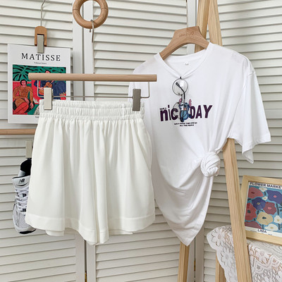 Jauna modeļa vasaras platas sieviešu bikses ar elastīgu jostasvietu