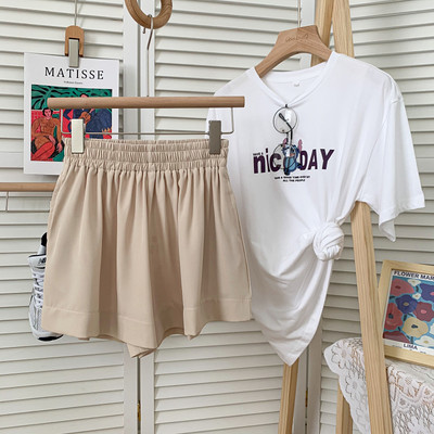 Jauna modeļa vasaras platas sieviešu bikses ar elastīgu jostasvietu