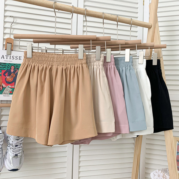 Jauna modeļa vasaras platas sieviešu bikses ar elastīgu jostasvietu