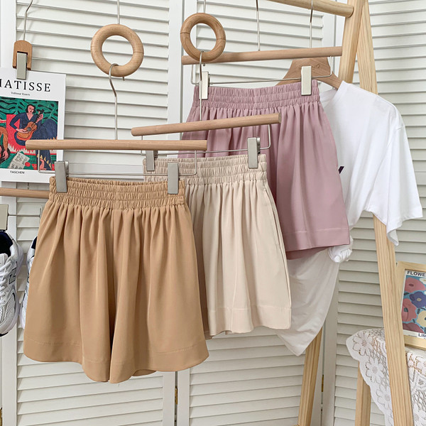 Jauna modeļa vasaras platas sieviešu bikses ar elastīgu jostasvietu