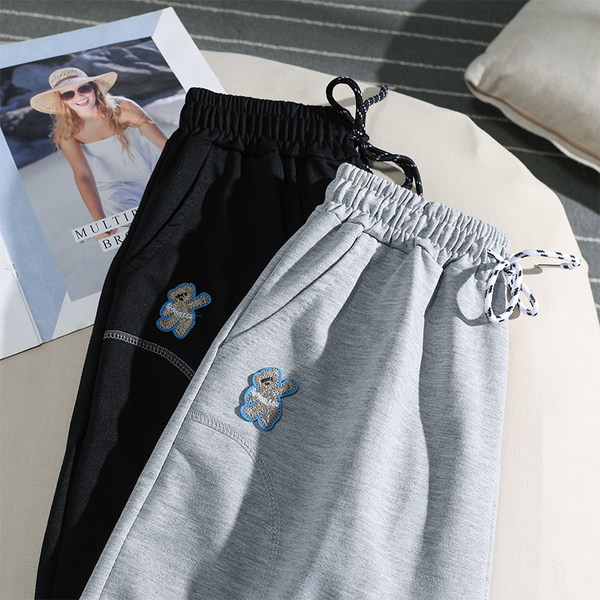 Pantaloni sport de dama cu talie inalta si cravate