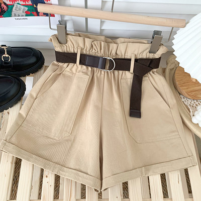 Pantaloni scurți casual de vară cu buzunare și curea