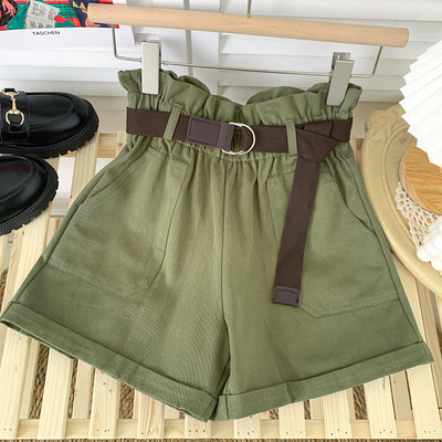 Pantaloni scurți casual de vară cu buzunare și curea