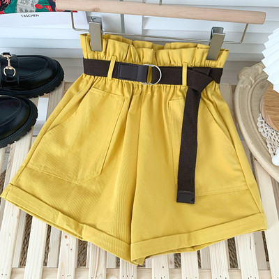 Pantaloni scurți casual de vară cu buzunare și curea