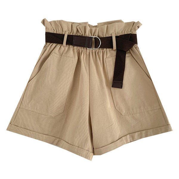 Pantaloni scurți casual de vară cu buzunare și curea