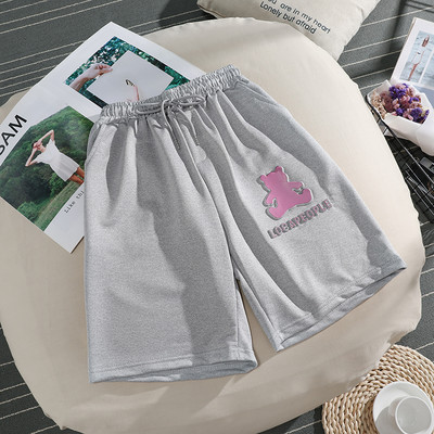 Pantaloni sport dama lungime 3/4 cu inscriptie si cravate