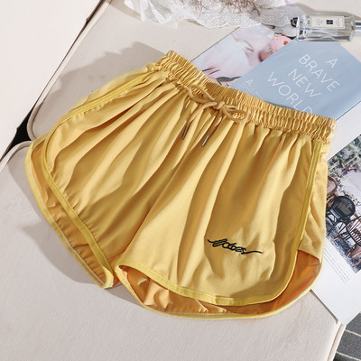 Pantaloni scurti sport de damă cu cravate și inscripție