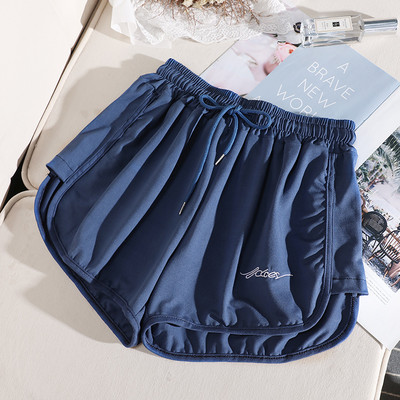 Pantaloni scurti sport de damă cu cravate și inscripție