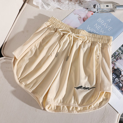 Pantaloni scurti sport de damă cu cravate și inscripție