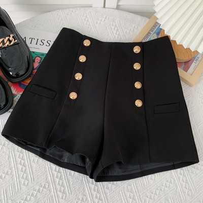 Elegantas sieviešu bikses ar pogām - augsta jostasvieta