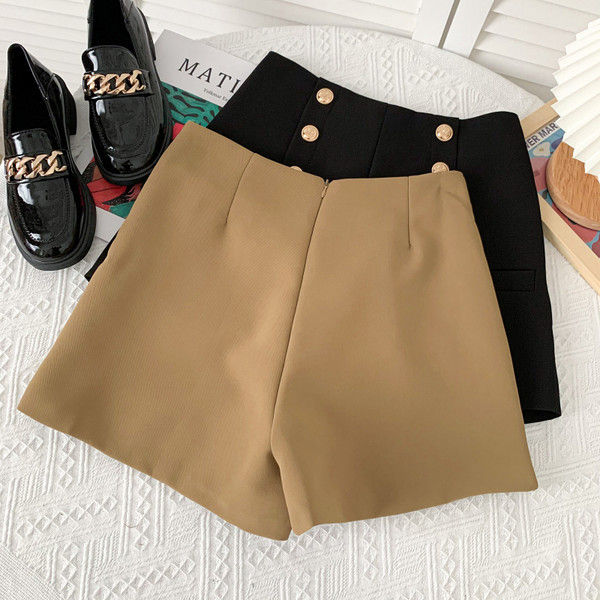 Elegantas sieviešu bikses ar pogām - augsta jostasvieta