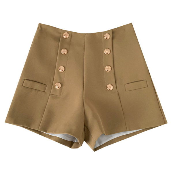 Elegantas sieviešu bikses ar pogām - augsta jostasvieta