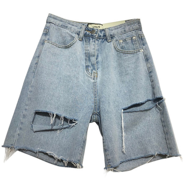 Нов модел дънкови къси панталони с разкъсани мотиви 