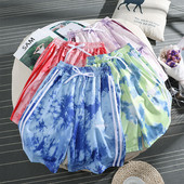 Pantaloni sport de dama cu margini si cravate lungime 3/4