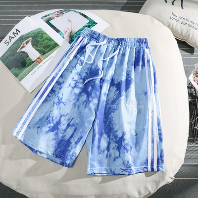 Pantaloni sport de dama cu margini si cravate lungime 3/4