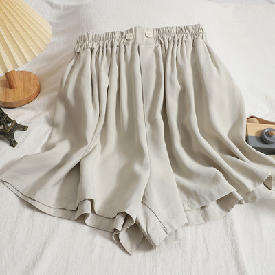 Pantaloni scurti de dama cu talie elastica si nasturi