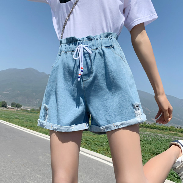 Pantaloni scurti casual dama model larg cu motive rupte