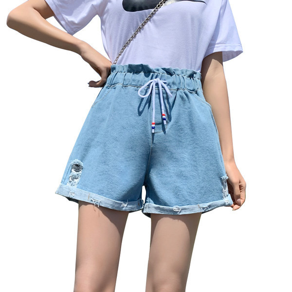 Pantaloni scurti casual dama model larg cu motive rupte