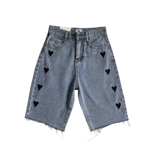 Sieviešu džinsi ar izšuvumu un 3/4 garumu