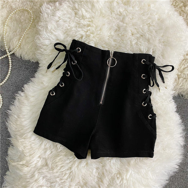 Pantaloni scurți cu cravate și fermoar