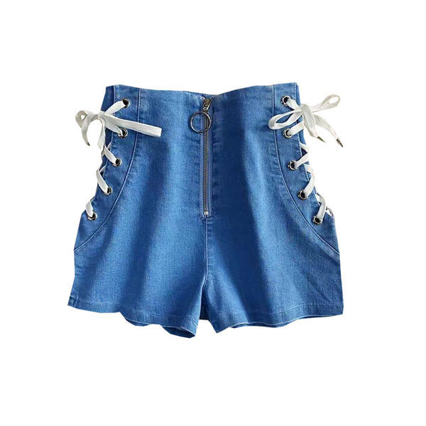 Pantaloni scurți cu cravate și fermoar