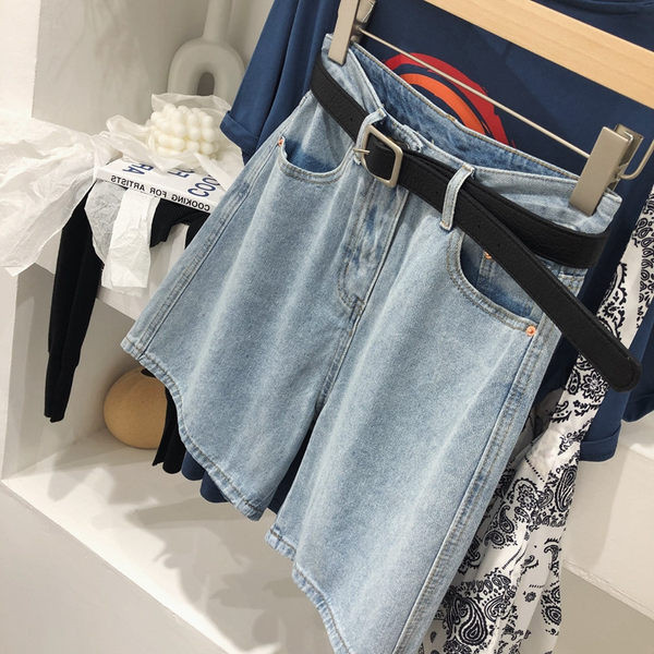 Ikdienas sieviešu džinsi ar kabatām un jostu