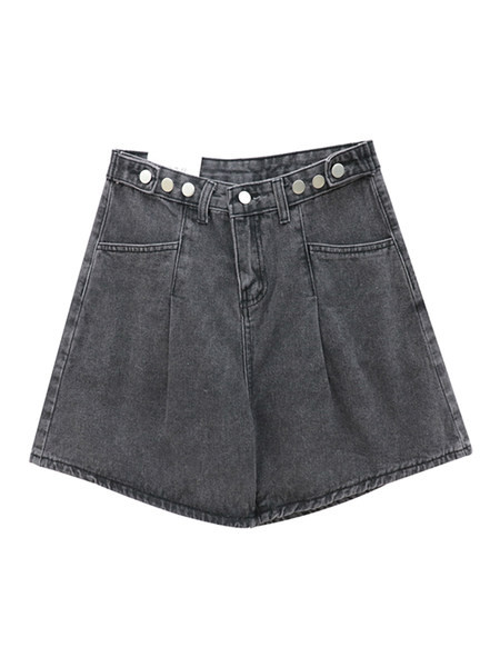 Pantaloni scurți casual de damă din denim cu talie înaltă model larg