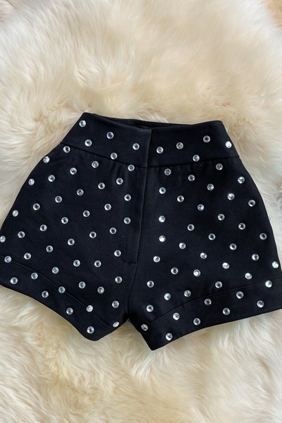 Sieviešu šorti ar akmeņiem un augstu vidukli