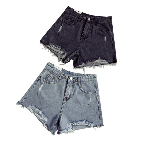 Blugi scurți actuali cu talie înaltă și motive rupte