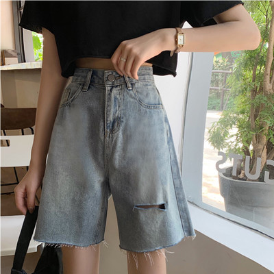 Blugi casual dama marime 3/4 cu motive rupte