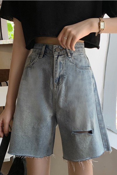 Blugi casual dama marime 3/4 cu motive rupte