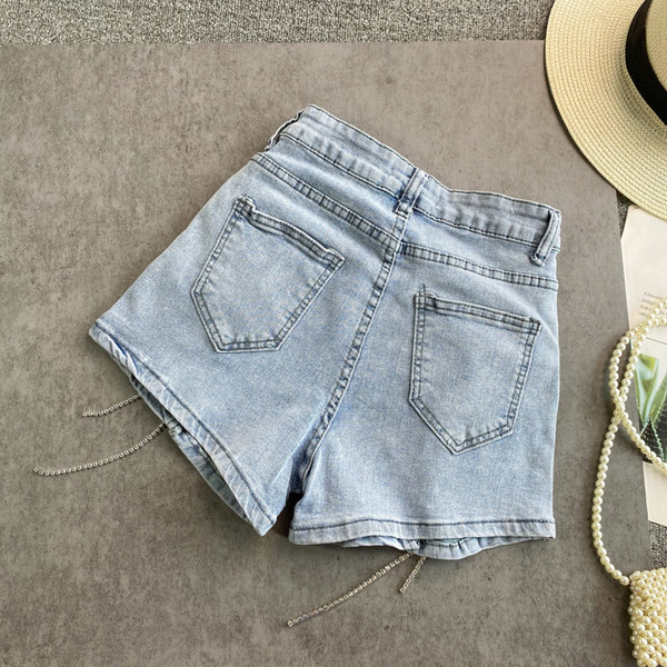 Džinsu šorti ar lentītēm un kabatām