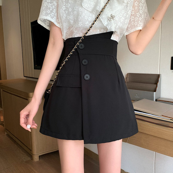 Elegantne ženske hlače s visokim strukom i širokim modelom gumba