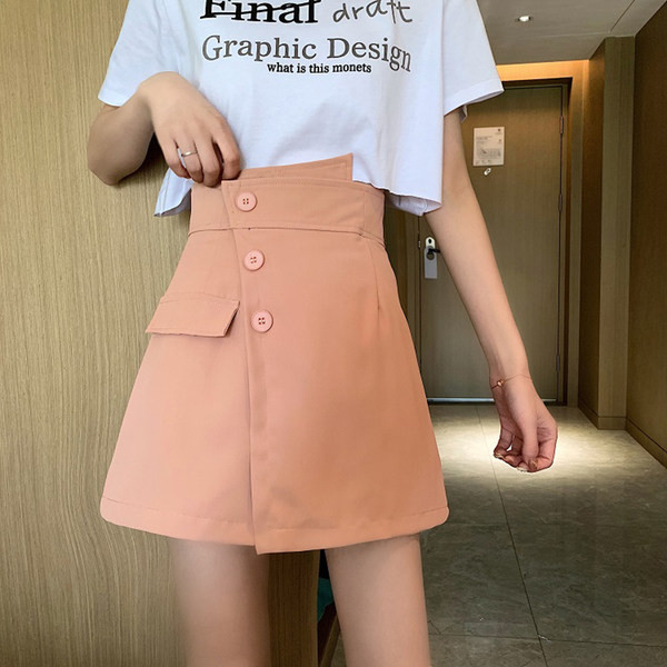 Elegantne ženske hlače s visokim strukom i širokim modelom gumba