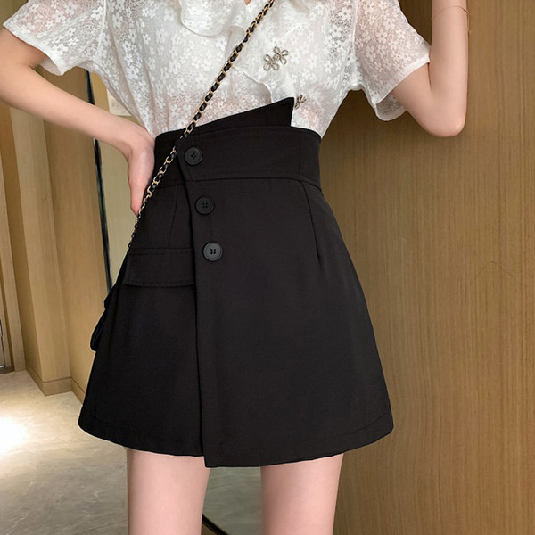 Elegantne ženske hlače s visokim strukom i širokim modelom gumba