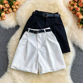 Model nou de pantaloni de dama monocolor cu curea