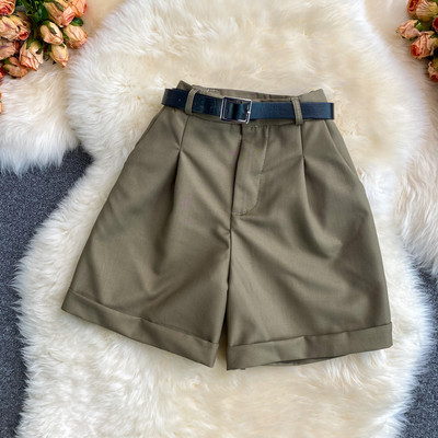 Model nou de pantaloni de dama monocolor cu curea