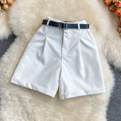 Model nou de pantaloni de dama monocolor cu curea