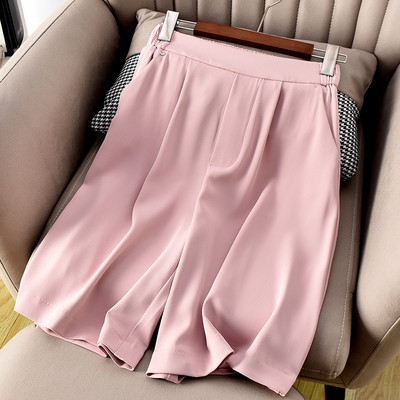 Sieviešu plati šorti ar augstu vidukli un kabatām