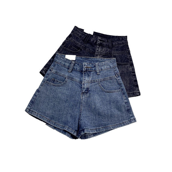 Ikdienas īsie džinsi - plats modelis ar augstu vidukli