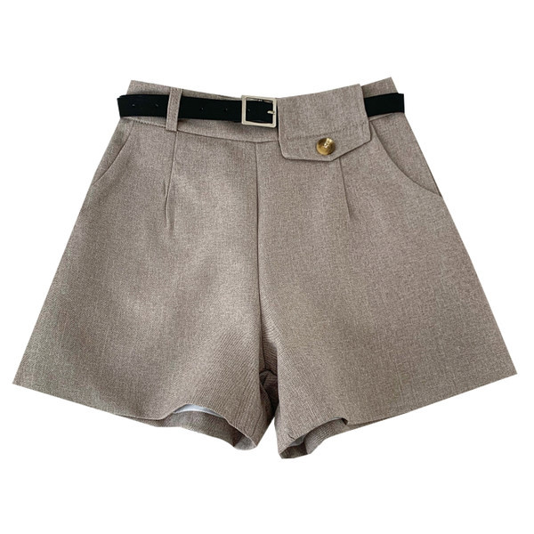 Ikdienas vasaras šorti ar jostu un augstu vidukli