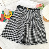 Sieviešu ikdienas rūtaini šorti ar jostu