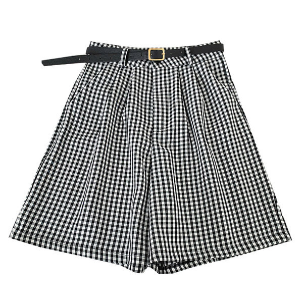 Sieviešu ikdienas rūtaini šorti ar jostu